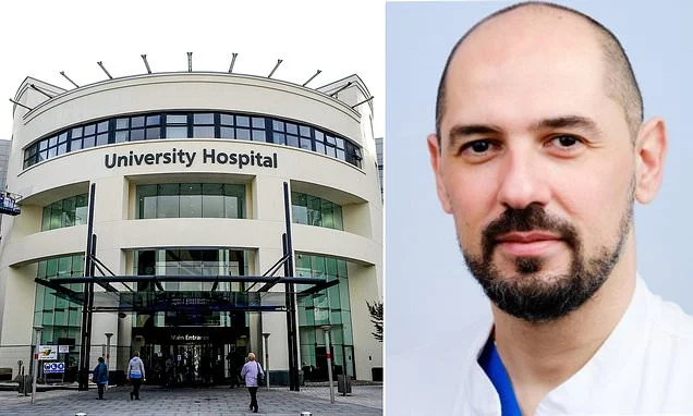 ​'Sexually motivated' Greek NHS doctor who smirked as he showed junior colleague explicit video on his phone is suspended for 'abusing his senior position'