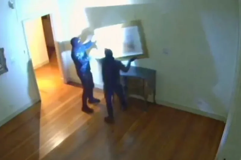 CCTV footage captures masked burglars stealing masterpiece paintings from Italian museum in under three minutes