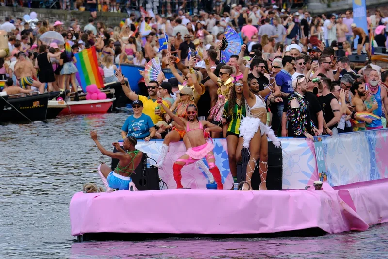 Hundreds of thousands line Amsterdam canals for the annual Pride boat parade