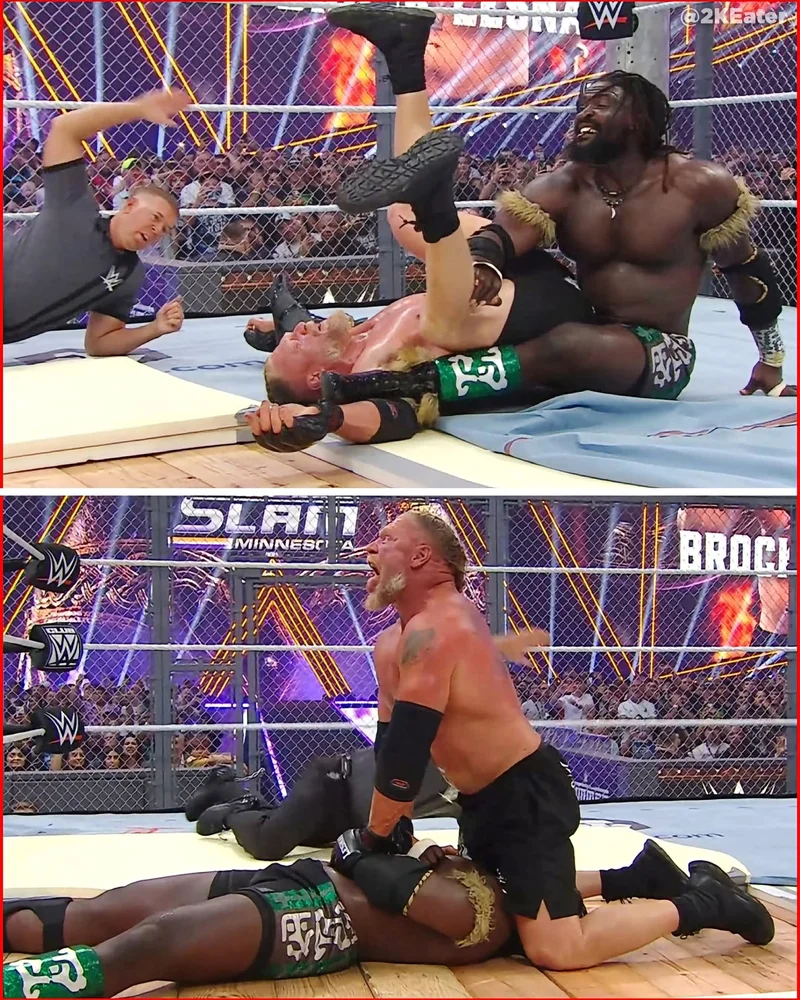 WWE SummerSlam: Nigeria’s Oba Femi defeats Brock Lesnar in first Hell in a Cell victory [VIDEO]