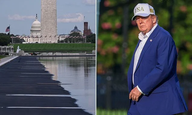 Trump admits 'contractor error' with Reflecting Pool renovation as former Olympian threatens to SUE him for 'harassment'