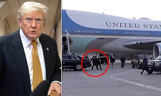 Trump's shocking two-word response after being snuck back ON the AF1 plane full of unknowing press after Iran threat