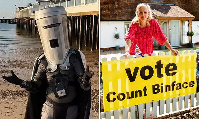 Who is the man behind the bin? As Count Binface prepares to square off against Farage, Clacton local JULIA LAWRENCE asks: What do Mrs Bin and the little Bins make of it all?