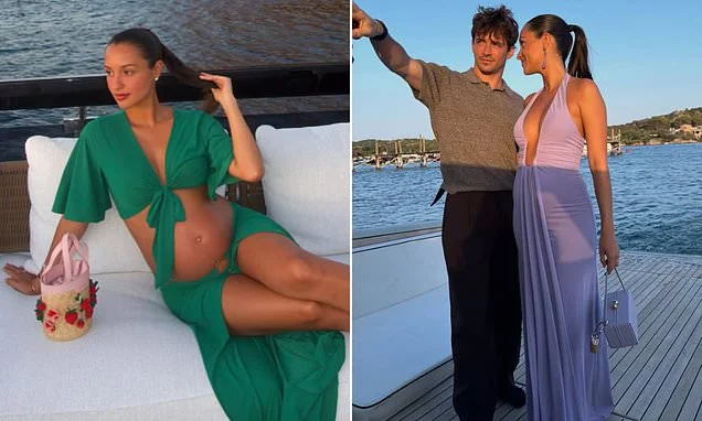 F1 champ Charles Leclerc's wife Alexandra debuts her 'baby bump' on social media as she shares photos from £15million yacht holiday in Sardinia