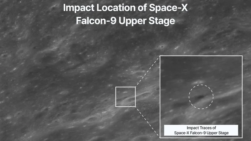 SpaceX rocket's impact crater on the moon spied by Korean lunar orbiter (photos)