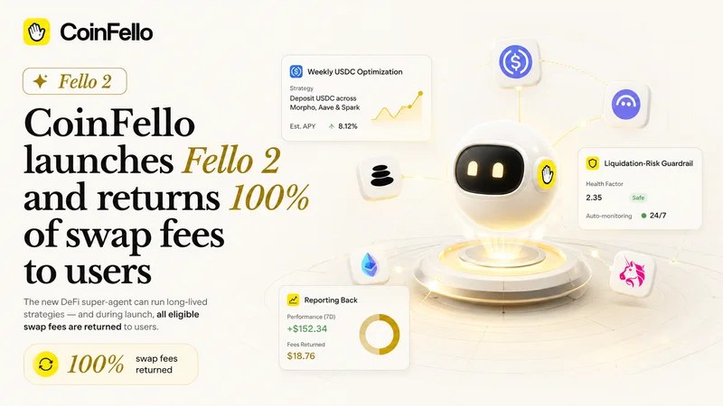 CoinFello Launches Fello 2 and Returns 100% of Swap Fees to Users