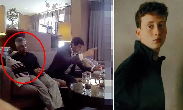 He's the shadowy gangster chief suspect in the death of a public schoolboy who jumped from a luxury Thames-side apartment in a case which has gripped true crime fans globally... but he's never been seen on camera…. until now