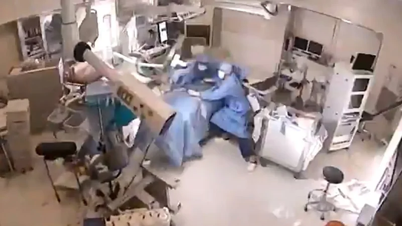 Earthquake strikes as doctors perform surgery