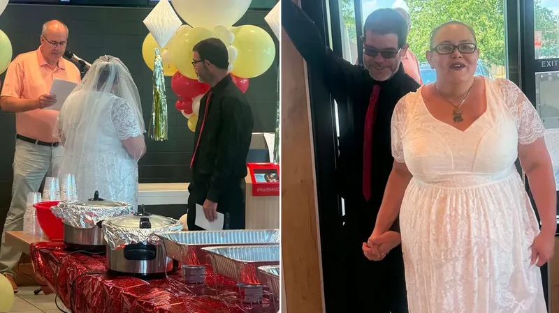 Bride serves McDonald's customer in wedding dress while tying knot at restaurant: 'Handing out extra sauces'