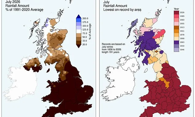 Last month was the driest July on RECORD for England and Wales, Met Office confirms