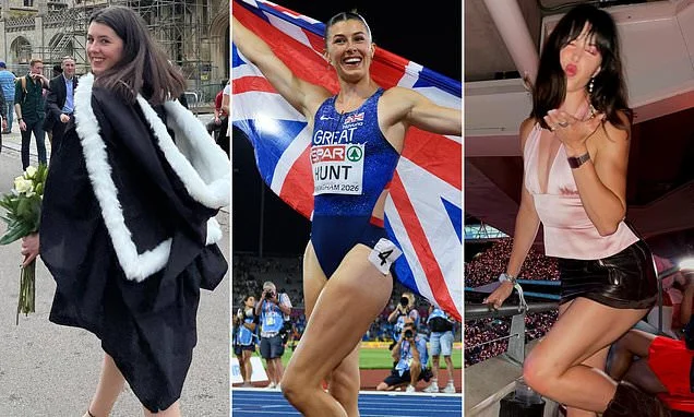 Britain's new golden girl: Cambridge English Grad turned sprinter Amy Hunt who went to Margaret Thatcher's old school wins 100m at European Athletics Championships