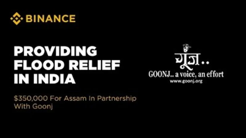 Binance Donates INR 3.3 Crore to Goonj's Rahat Initiative for Assam Flood Relief