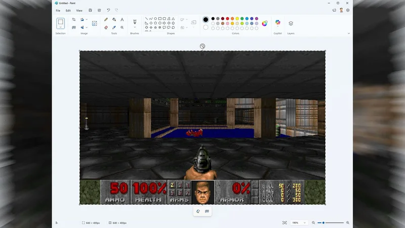 Microsoft Paint used as a 'monitor' to run Doom at up to 35 fps, project released by firm's Azure CTO — runs actual Doom engine and loads real shareware DOOM1.WAD