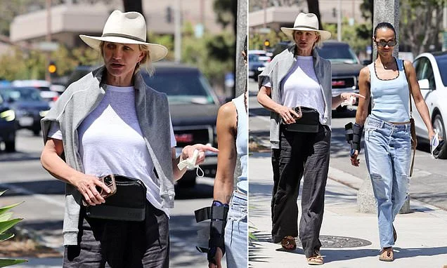 Cameron Diaz, 53, emerges on rare outing months after welcoming THIRD child... as she reunites with Hollywood pal Zoe Saldana