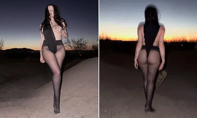 Miley Cyrus' little sister Noah strips off thong bodysuit and bares her breast in bizarre desert photoshoot