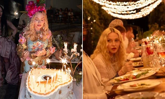 Madonna takes over tiny Corfu village made famous by ITV's The Durrells for wild 68th birthday party as she dances with her children and boyfriend Akeem Morris until 2am