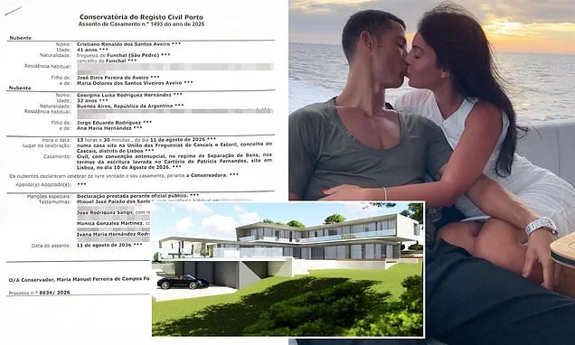 Revealed: Cristiano Ronaldo signed pre-nup agreement with new wife Georgina Rodriguez, as marriage certificate and full details of their wedding at £30m mansion emerge