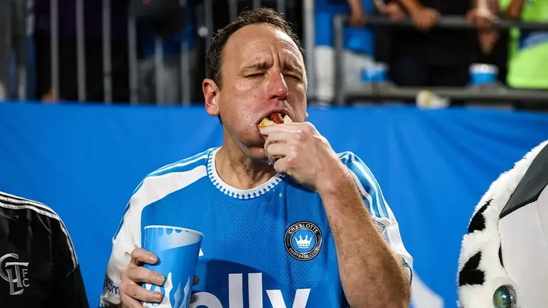 Joey Chestnut suffers shocking defeat at minor league baseball game but it comes with one giant asterisk