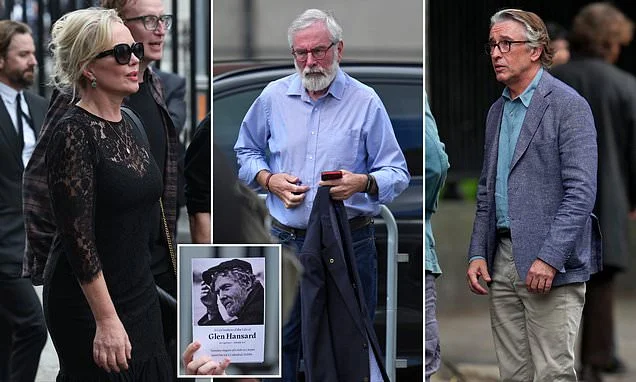 The Commitments star Angeline Ball, Steve Coogan and Gerry Adams lead arrivals for the funeral of Glen Hansard in Dublin after star died in motorbike crash