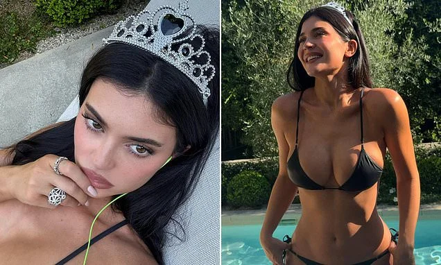 Kylie Jenner strips down to tiny bikini and tiara after being trolled over her 'indecent' dress at pal Jordyn Woods's wedding