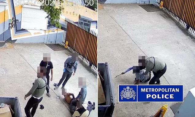 Moment heroic police officer takes down drugs suspect who aims crowbar at his head as Met police take fight to London gangs with week of raids
