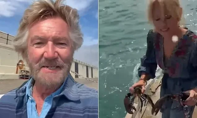 Noel Edmonds and his wife Liz spark backlash after buying live lobsters from a farm shop and releasing them into the sea in the Isle of Man