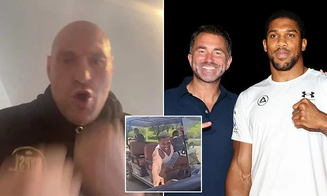 Tyson Fury says Anthony Joshua fight is set to be CALLED OFF because 'money-thirsty piece of s***' Eddie Hearn wants more cash - as he calls out 'drug-dealing idiot' AJ in explosive rant