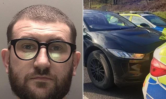 'Frighteningly stupid' driver who dialled 999 while speeding in electric Jaguar and claimed its brakes stopped working - forcing officers to close the motorway to bring it to a halt - is jailed