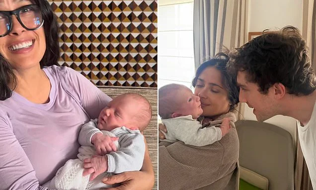 Salma Hayek is a grandmother! Actress, 59, cradles baby grandson in heartwarming video as she celebrates milestone with billionaire husband
