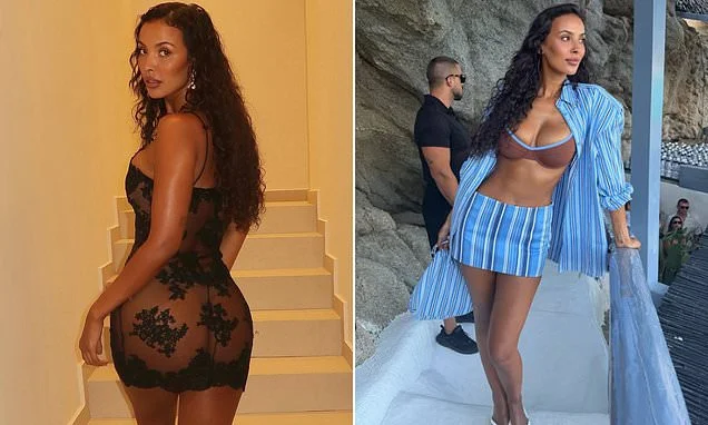 Maya Jama wows in a sheer lace LBD and a barely-there bikini as she shares sizzling snaps from boozy Mykonos trip after 'taking the month off to focus on summer'