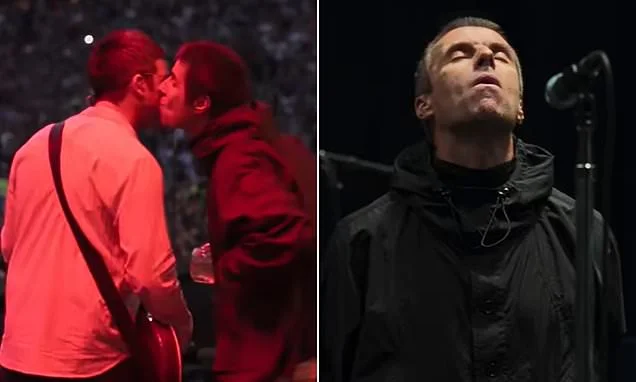 Liam Gallagher kisses his brother Noel on the cheek and says he felt like he was 'exorcising demons' during Oasis reunion in the moving first look at the band's Disney+ documentary