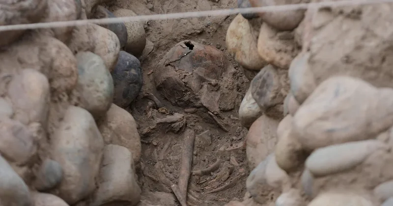 Skeletal remains believed to be ritual offering unearthed in Peru