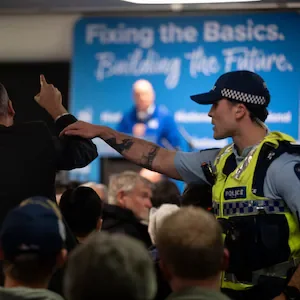 Christopher Luxon Christchurch meeting disrupted by protesters