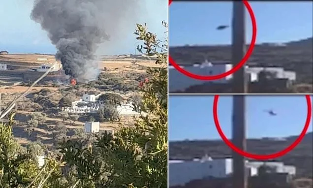 'Honeymoon' helicopter span out of control before crashing on Greek island, killing British newlyweds - moments after mysterious radio silence as pilot said he was about to land