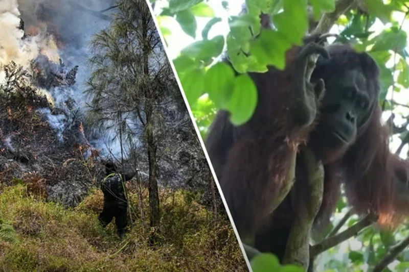 Endangered orangutans evacuated as wildfire ravages Indonesia