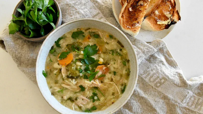 Sarah Pound’s slow-cooker chicken and risoni soup
