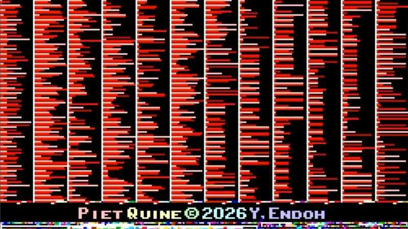 Mind-bending self-replicating GIF code prints an exact copy of itself, is both a program and its own visual output — champion coder shows off 'Piet Quine' technique