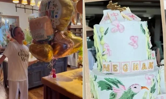 Meghan's fashion designer pal Tracy Robbins shares a glimpse into Duchess' 45th birthday celebrations - complete with a mahjong-themed cake