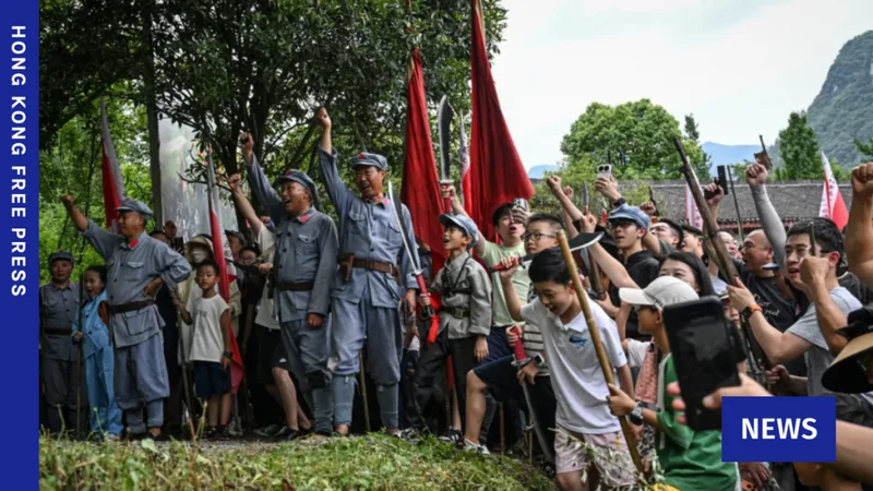 Explosions, red flags: Chinese tourists reenact communist victory