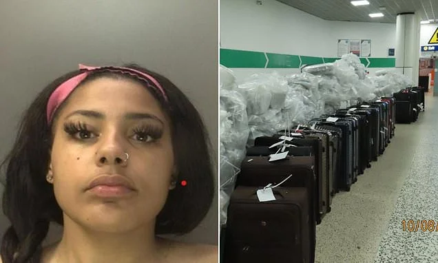 Mother in drug mule gang is facing jail for helping smuggle £13m worth of cannabis into Britain in 22 suitcases after they paid for extra baggage charges
