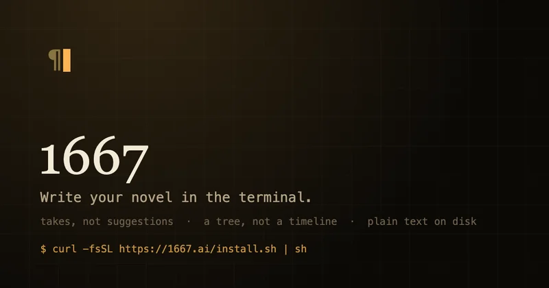 Show HN: 1667, a terminal UI for writing fiction with language models