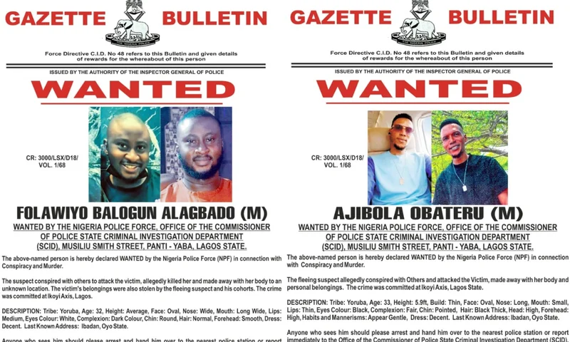 Nigeria Police declare two persons wanted over alleged murder in Lagos