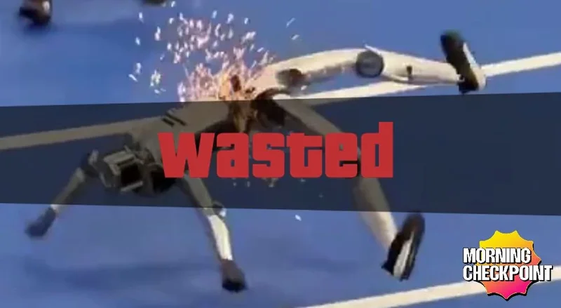 Clanker Runs Full Speed Into A Wall And Then Snaps In Half After Stumbling Backwards Like A Looney Toons Character