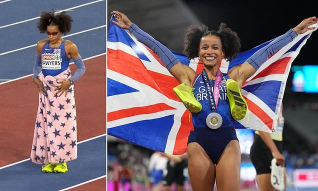 British long jump star Jazmin Sawyers goes viral for unconventional look moments before winning silver at the European Championships