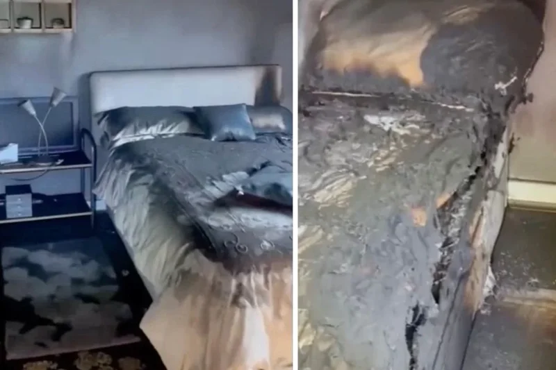 Holidaymakers return to gutted bedroom after battery left on charge sparks blaze