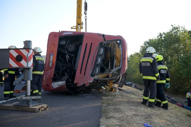 Twelve people die after bus crashes into ditch on motorway in Hungary