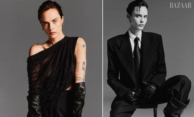 Cara Delevingne goes glam and suits up for Bazaar Icons shoot as she reflects on being 'too honest' about her sexuality, sobriety, and identity
