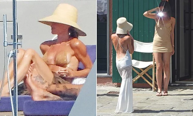 Victoria Beckham leaves little to the imagination in a nude bikini as she relaxes on her yacht in Italy before recruiting son Cruz's girlfriend Jackie to take her pictures after family lunch